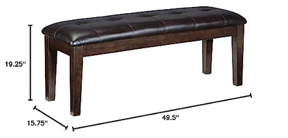 Signature Design by Ashley Haddigan Traditional Upholstered Dining Room Bench, Dark Brown - WoodArtSupply