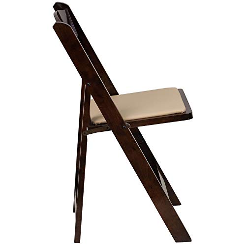 Flash Furniture 4 Pack HERCULES Series Fruitwood Wood Folding Chair with Vinyl Padded Seat - WoodArtSupply