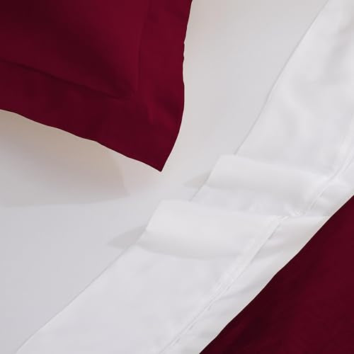 Superior Combed Cotton, 300 Thread Count 2 Piece Duvet Cover Set with 1 Pillow Sham, Single Ply Cotton, Soft and Luxurious Bedding Sets - Twin Duvet Cover, Burgundy Superior