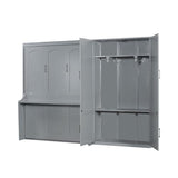 Merax Queen Size Murphy Bed Wall Bed with Closet and Wardrobe Storage for Bedroom,Gray Merax