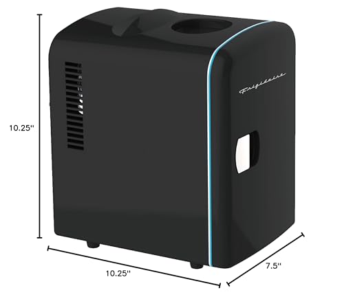 Frigidaire Mini Portable Compact Personal Fridge Cooler, 4 Liter Capacity Chills Six 12 oz Cans, 100% Freon-Free & Eco Friendly, Includes Plugs for Home Outlet & 12V Car Charger – Black Frigidaire