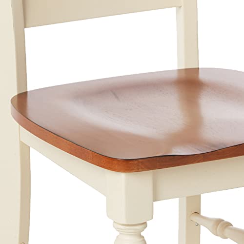 Home Styles Monarch Double X-back White and Oak Dining Chairs, with Solid Hardwood Construction, Turned Legs, and Distressed Oak Finish, Set of Two homestyles