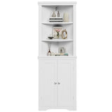 Flamaker Corner Cabinet, Corner Shelf with 2 Barn Doors and 3 Shelves, Freestanding Storage Cabinet with Adjustable Dividers for Bathroom, Living Flamaker