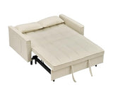 PBOGHLRD Modern Corduroy Loveseat Futon Sofa Couch with Pullout Bed, Small Lounge Sofa with Reclining Backrest, Folding Sleeper Sofa Bed for Living Room, Bedroom, Office, Apartment (Beige) PBOGHLRD