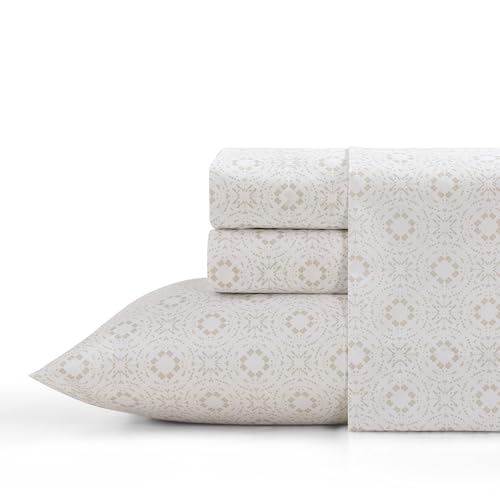 ELLE Decor Printed 4-Piece Microfiber Bed Sheet Set, 12-inch Deep Pocket, Full, High Tide Elle Decor
