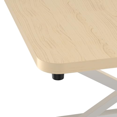 Decoholic Light Wood Small Single 24 inch Scissors Lift Keyboard and Mouse Riser ,Height Adjustable Standing Desk Converter,for Ergonomic Sit Stand Workstations (24 inch NW) Decoholic