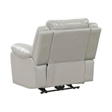 Lexicon Power Recliner Chair, Faux Leather Upholstered Home Theater Seating with LED Lighting, USB Charging Ports, Single Wall Hugger Reclining Chair for Living Room/Bedroom Easy Assembly, Gray Lexicon