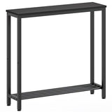 YATINEY Narrow Console Table, 2-Tier Small Sofa Table, 29.5" Thin Entryway Behind Couch Table with Shelves, Industrial Hallway Table, for Living Room, Foyer, Black CT03BB YATINEY