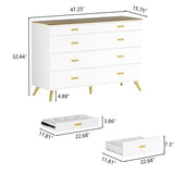 PAKASEPT White Dresser with LED Lights for Bedroom,8 Drawer Dressers with Tempered Glass Top,Chests of Drawers with 2 Grid Drawer,Storage Organizer Dresser for Hallway,Living Room PAKASEPT