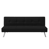 Serta® Rane Futon Sofa Bed 66.1", 3-in-1 Convertible Couch Sleeper for Small Spaces, Tufted Back, Twin Size Guest Bed, Black Woven Fabric Serta