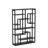 Tribesigns 47” Black 9-Tier Rustic Geometric Bookshelf – Industrial Wood and Metal Display Shelf for Living Room and Office Tribesigns