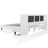 Merax King Size Bed Frame with 2 Nightstands and 2 Floating Storage Shelves, Contemporary Platform Bed Frame King Size with Upholstered Headboard, No Box Spring Needed Merax