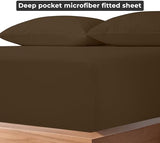 Royale Linens Fitted Sheet Twin - Ultra Soft 1800 Brushed Microfiber - Hotel Luxury Bottom Sheets - Wrinkle Free & Fade Resistant - Deep Pocket Fitted Sheet Only (Twin, Chocolate) ROYALE LINENS