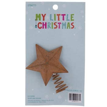 Rust Metal Star Mini Tree Topper - 2.75 Inches, Brown