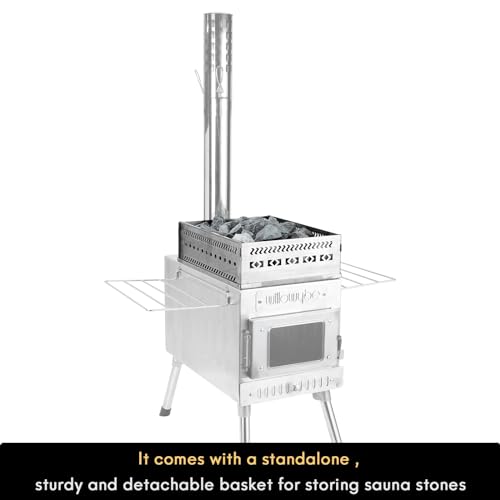 WillowyBe Outdoor Sauna Hot Tent Stove, Rocket Stove Heater, Portable Camping Wood Stove for Dry Sauna, Cooking for Husband and Friends WILLOWYBE