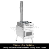 WillowyBe Outdoor Sauna Hot Tent Stove, Rocket Stove Heater, Portable Camping Wood Stove for Dry Sauna, Cooking for Husband and Friends WILLOWYBE