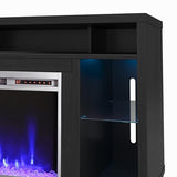 Ameriwood Home Lumina Fireplace TV Stand for TVs up to 48 Inch, Replaceable Electric Fireplace Insert Heater, Remote Control, Timer, Color Changing LED Lights, Crystal Ember Flames, Black Oak Ameriwood Home