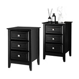 Bonnlo Upgraded 3 Drawers Night Stands for Bedrooms Set of 2, Wooden Black Nightstand Stylish, Modern Bed Side Table/Night Stand for Small Spaces, College Dorm, Kids’ Room, Living Room, 24H Bonnlo