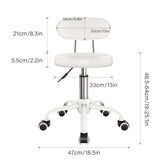 WKWKER Rolling Stool with Wheels Swivel Stool with Back Height Adjustable Chair PU Leather Rolling Chair Ideal for SPA Salon Home Office Drafting Work (White) WKWKER