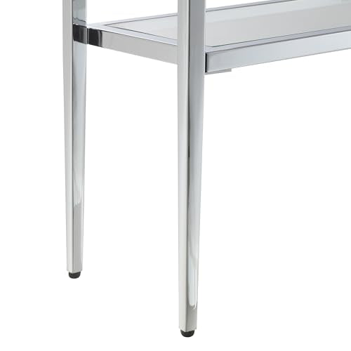 Convenience Concepts Nadia Chrome Entryway Table 31.5" - Contemporary Modern Sofa Console Table with Storage Shelf, Narrow Minimalist Hall Table for Living Room, Bedroom, Bathroom, Glass/Chrome Convenience Concepts
