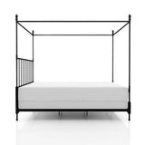 Furniture of America Vaeli Modern Metal King Size Four Poster Bed Frame with Spindles, Canopy Bedframe for Bedroom, Guest Room, Box Spring Required, Black