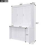 Brisca Queen Size Murphy Bed with a Shelf & Wood Slats,Bed Frame W/Modern and Simple Design,No Spring Box Needed,for Apartment,Bedroom,Guest Room,White Brisca