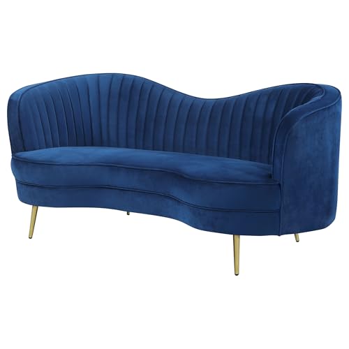 LOKLINGHK Upholstered Blue Loveseat with Vertical Tufting LOKLINGHK