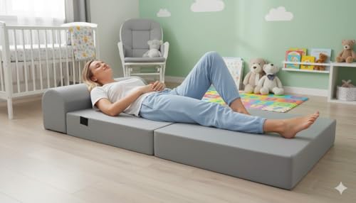 D&D Futon Furniture Gray Sleeper Chair Folding Beds, Convertible Studio Sofa Bed, High Density Foam (70 x 32 x 6 in Thick) D&D Futon Furniture