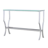 Coaster Home Furnishings - Saide - Metal and Glass - 43.5-Inch Rectangular Contempandary Table with Clear Tempered Glass Top - Entryway, Living Room, and Hallway - Chrome - 720339 Coaster Fine Furniture