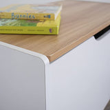 Humble Crew Expedition Hinged Toy Storage Chest with Lid, White & Natural Wood Humble Crew