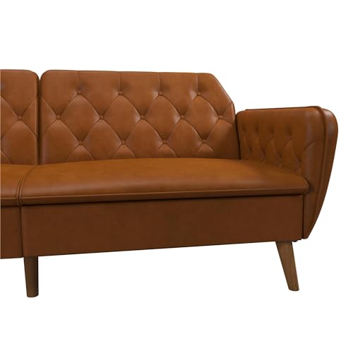 Novogratz Tallulah Memory Foam Futon, Convertible Couch, Camel Faux Leather