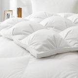 UNIKOME Goose Feather Down Fiber Comforter - 20% Extra Fill, All Season King Size Duvet Insert with 100% Cotton Cover, Cloud-Like Fluffiness (106"X90", White) UNIKOME