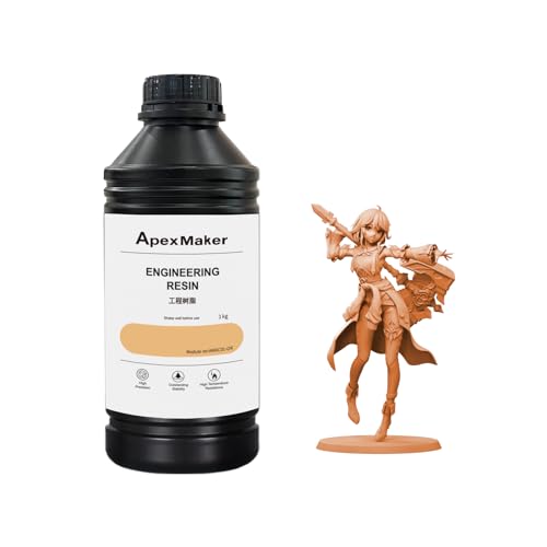 ApexMaker 3D Printer Engineer Resin 395-405nm High Hardness Photopolymer Resin, Used for 3D Printing of Functional Gadgets and Models for 4K 8K LCD/DLP 3D Printer(Engineer Orange,1000g)