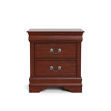 Furniture of America Arabella Traditional Solid Wood Nightstands Set of 2, Bedside Table with Drawers and Antique Nickle Handles, No Assembly Wooden Night Stands for Bedrooms, Guest Room, Dorm, Cherry Furniture of America