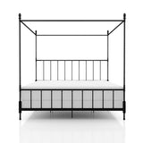 Furniture of America Vaeli Modern Metal King Size Four Poster Bed Frame with Spindles, Canopy Bedframe for Bedroom, Guest Room, Box Spring Required, Black