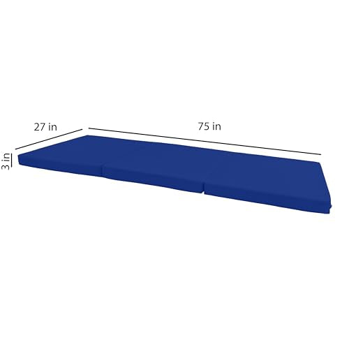 D&D Futon Furniture Trifold Foam Beds, Floor Tri-Fold Bed, Foldable Shikibuton Mattress Cushion Topper Mat for Space Saving Sleepover 3x27x75 in, Royal Blue D&D Futon Furniture