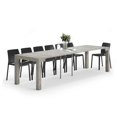 Mobili Fiver, First, Extendable Console Table 17.7(120) x35.4 in, Concrete Effect, Grey, for 4-14 People, Space-Saving Dining Table, Italian Furniture Mobili Fiver