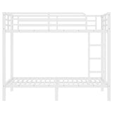 Bellemave Full Over Full Bunk Beds for Adults with Ladder & Full-Length Guardrails, Metal Heavy Duty Full Size Bunk Bed Frame with Sturdy Slats, Noise Free, No Box Spring Needed, White Bellemave