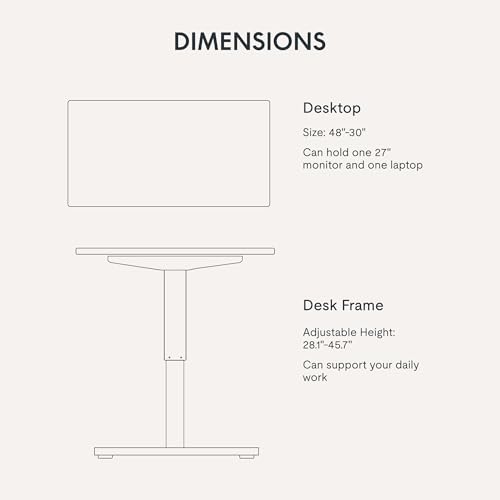 FLEXISPOT EN1 One-Piece Standing Desk with 1-Inch Thick Desktop, 48"x30" Electric Height Adjustable Desk for Home Office & Multi-Device Workstations, Rustic Brown FLEXISPOT