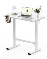 FLEXISPOT H7 Plus Gas Spring Adjustable Standing Desk, Mobile Rolling Sit-Stand Table with Wheels, Cordless Stand Up Desk for Small Spaces & Home Office, 32" One-Piece Desktop White,Height 27.6"–45" FLEXISPOT