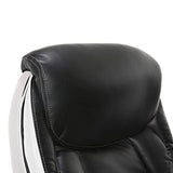 Serta® Lautner Executive Home Office Desk Chair, Ergonomic High-Back with Adjustable Lumbar and Body Pillows, SmartLayers™ and ComfortCoils® Technology, Mesh and Bonded Leather, Black and White Serta