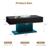 HedoAjim Led Coffee Table for Living Room, Living Room Table Rectangular Center Table, Modern High Glossy Wooden Coffee Tables with 16 Colors LED Lights for Dining Reception Room, Black HedoAjim