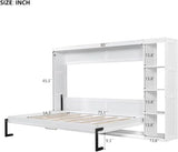 Virubi Full Horizontal Murphy Bed with Storage Shelves,Wood Fold Up Modern Murphy Wall Bed Cabinet with Storage Bookcase for Adults (White,Full) Virubi