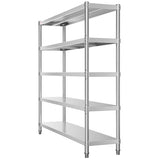 VEVOR Stainless Steel Shelving 48x18.5 Inch 5 Tier Adjustable Shelf Storage Unit Stainless Steel Heavy Duty Shelving for Kitchen Commercial Office Garage Storage 330lb Per Shelf VEVOR