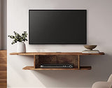 FITUEYES 2-Tier Floating TV Shelf Wall Mounted, Modern Floating Entertainment Center Media Console Under TV for Living Room, Rustic Brown FITUEYES