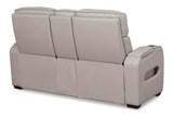 Signature Design by Ashley Boyington Contemporary Leather Match Power Reclining Loveseat with Console and USB Charging Ports, LED Lights and Adjustable Headrest, Light Gray Signature Design by Ashley