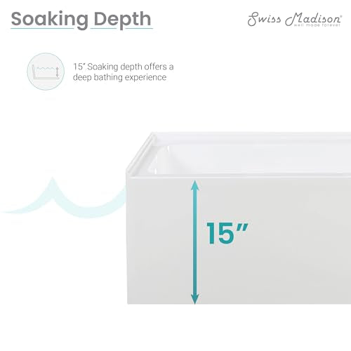 Swiss Madison Well Made Forever Voltaire 48"x32" Acrylic White, Alcove, Left Hand Drain, Apron Bathtub Swiss Madison