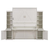 Brabrety Queen Size Murphy Bed with Desk & Storage, Space-Saving Wood Wall Bed with Drawers,for Apartments Bedroom Home Office Studio (White#B, Queen) Brabrety