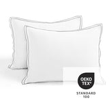 Lush Decor Hampton Double Flange Embroidered Contrast Edge Cotton Duvet Cover Set, 3 Piece Set, King, White & Black - Hotel Bedding Set - Black Trim - White Duvet Cover - Minimalist Decor Lush Decor