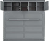 Virubi Queen Horizontal Murphy Bed with Storage Cabinet,Wood Folding Murphy Wall Bed for Adult (Grey,Queen) Virubi